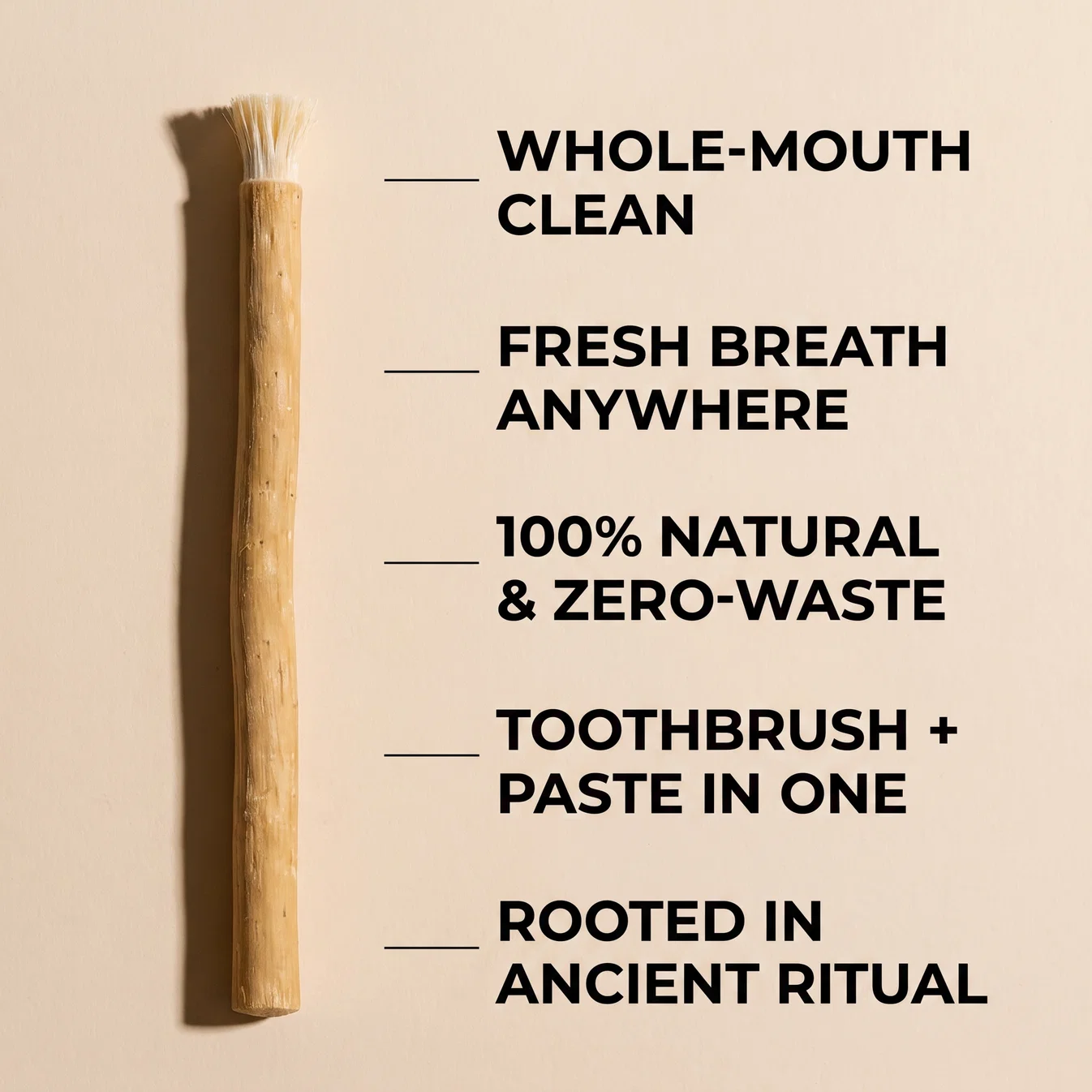Miswak stick benefits: whole-mouth clean, fresh breath anywhere, 100% natural and zero-waste