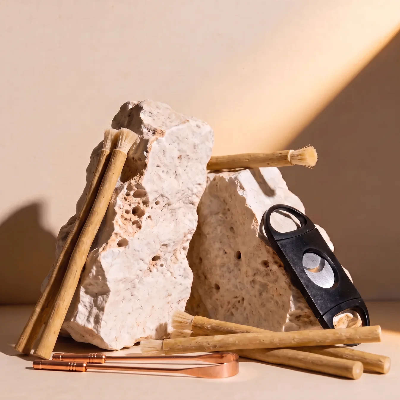 Miswak sticks with copper tongue cleaner and black storage case